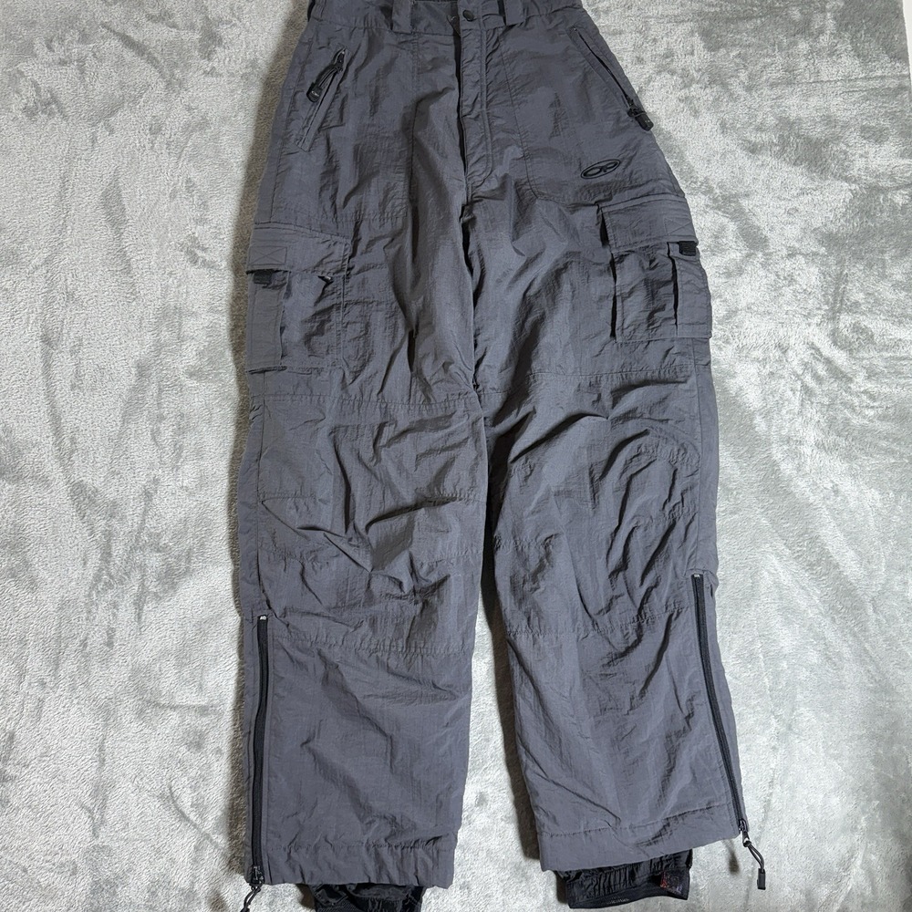 OP Ocean Pacific Snow Ski Pants Gray Nylon Cargo Vintage Y2K Size M